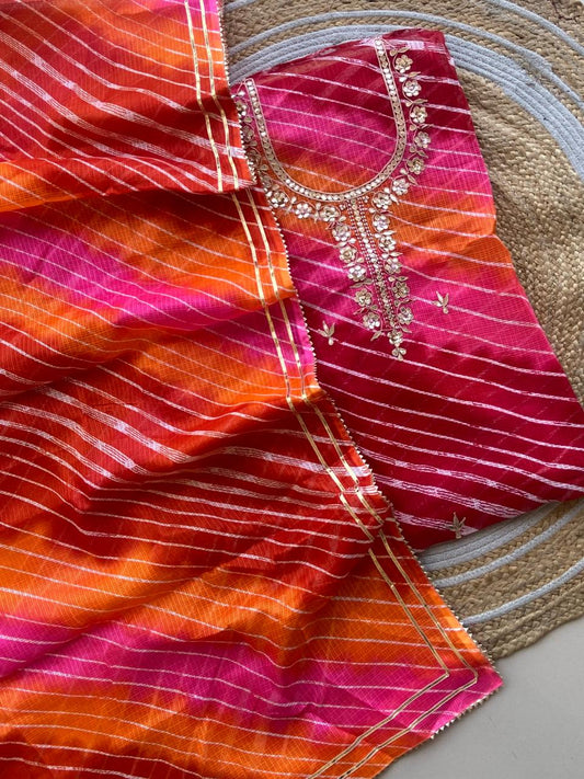 Unstitched Leheriya kurta