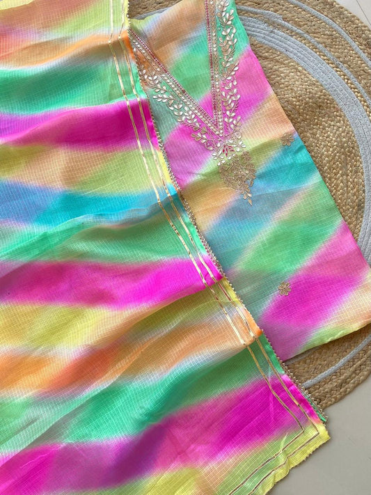 Unstitched Leheriya kurta