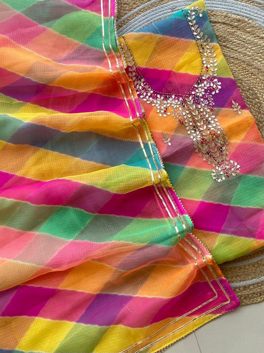 Unstitched Leheriya kurta
