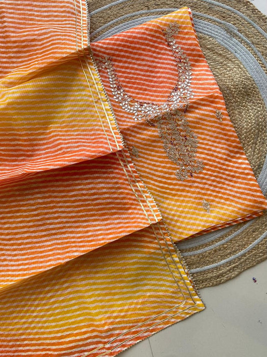 Unstitched Leheriya kurta