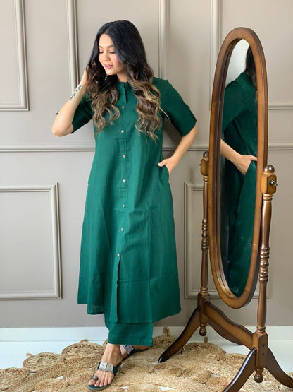Solid Cotton Co-Ord Set
