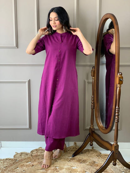 Solid Cotton Co-Ord Set