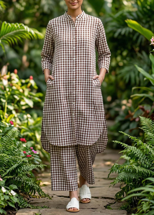 Checks Print Kurta Set