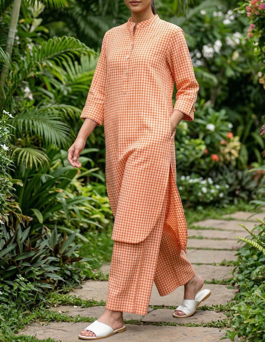Checks Print Kurta Set