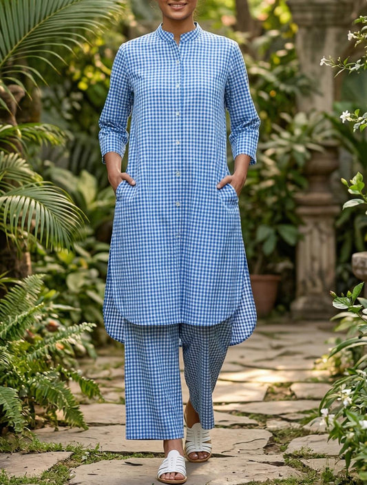 Checks Print Kurta Set
