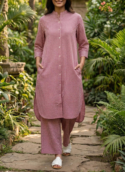 Checks Print Kurta Set