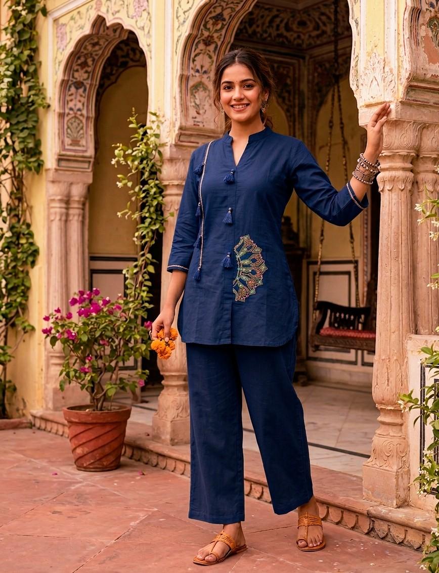 Embroidered Cotton Co-Ord Set