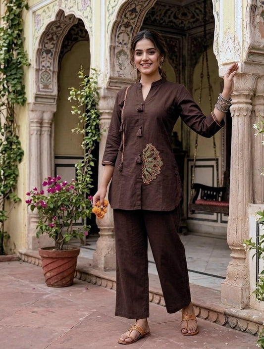 Embroidered Cotton Co-Ord Set