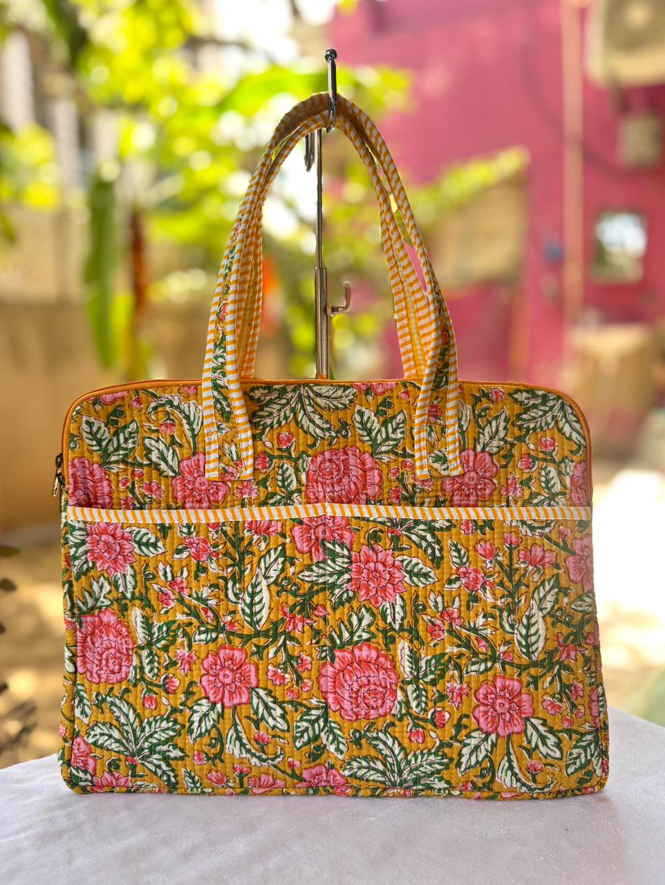 Block print laptop bag