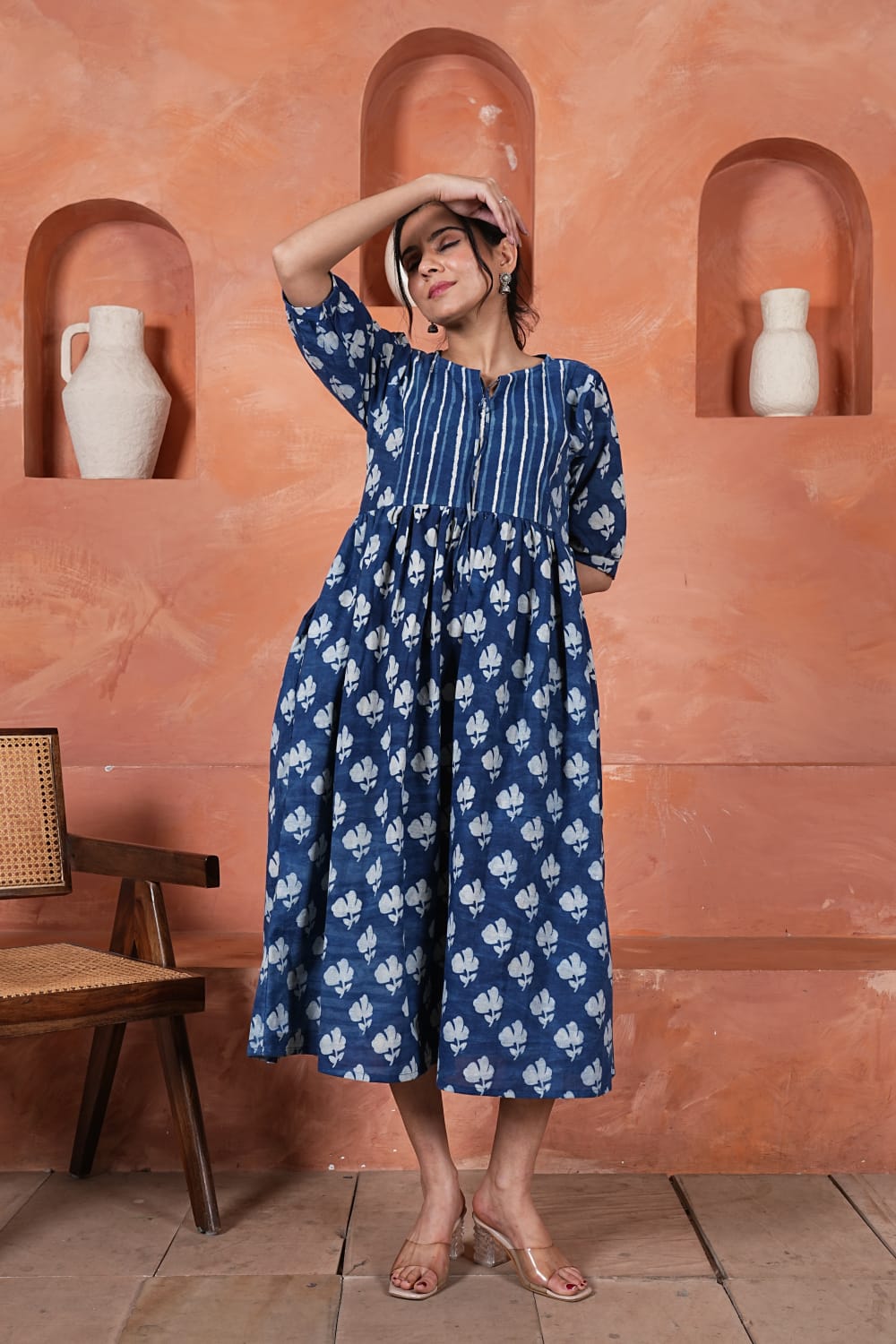 Bagru Hand-Block Printed Dress