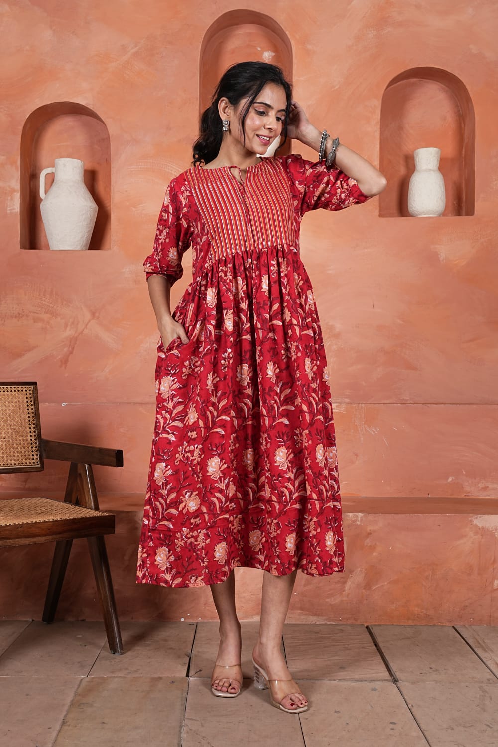 Bagru Hand-Block Printed Dress