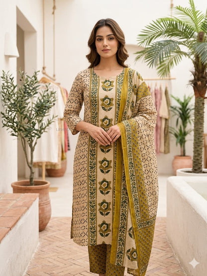 Cotton Block Print Kurta Set