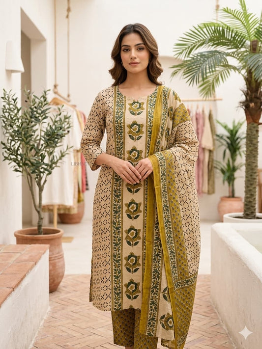 Cotton Block Print Kurta Set