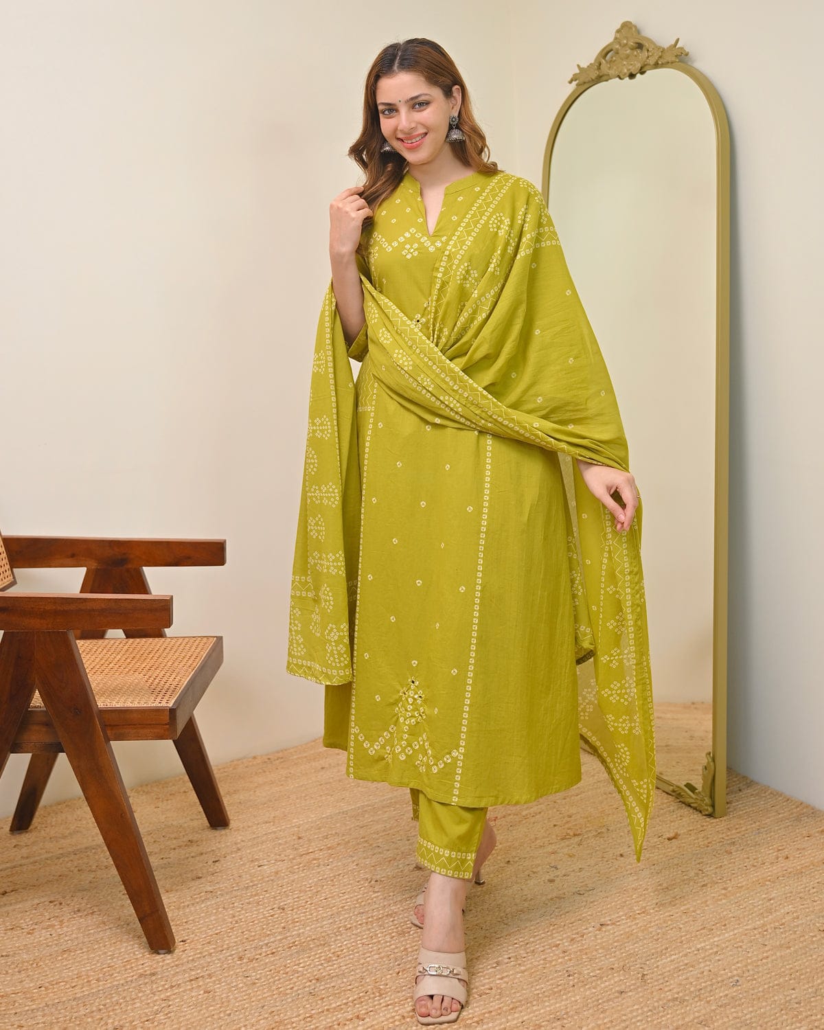 Bandhej Print Kurta Set