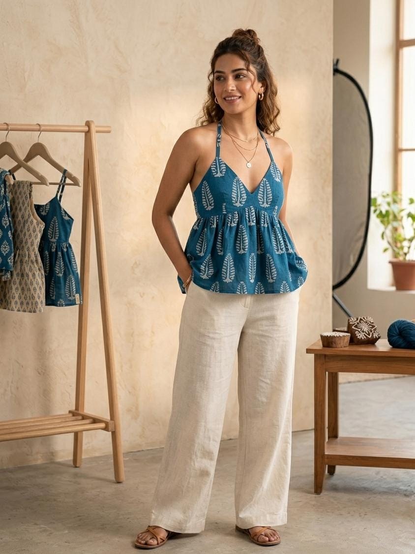 Block Print Halter Top
