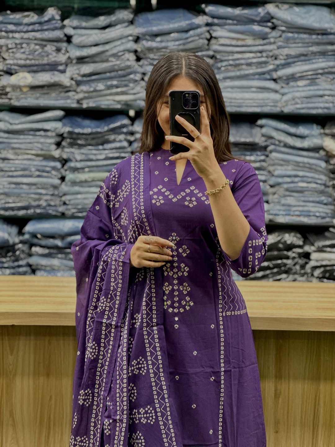 Bandhej Print Kurta Set