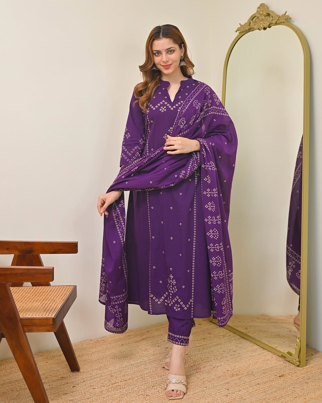 Bandhej Print Kurta Set