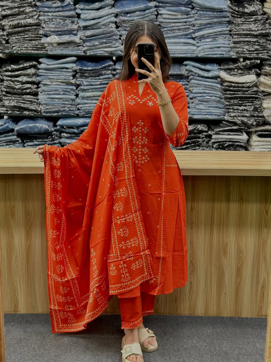 Bandhej Print Kurta Set