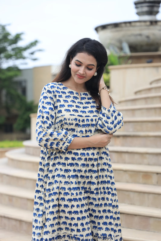 Block Print Maxi Dress